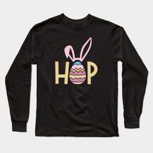 Cute Rabbit Hop Easter Day Eggs Long Sleeve T-Shirt